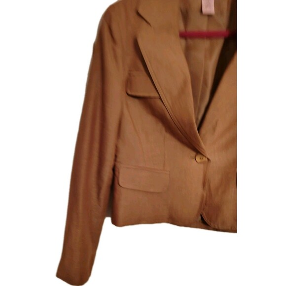 Bandolino Jacket Size 8 Linen/Rayon Light Brown 1 Button Closure - Picture 4 of 9